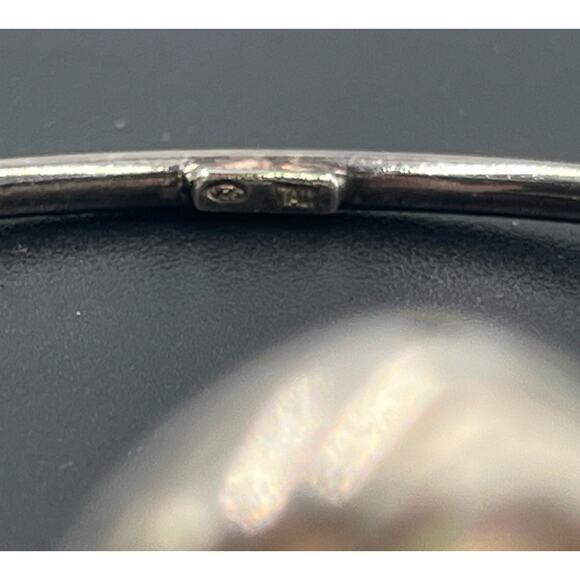Luna Sterling Silver 925 Puffy O Circle Designer Signed Bangle Bracelet - Picture 7 of 8